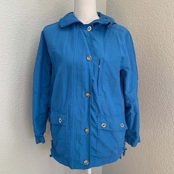 Lauren Woman’s Blue Pocket Rain Jacket Sz P/S - Picture 1 of 9